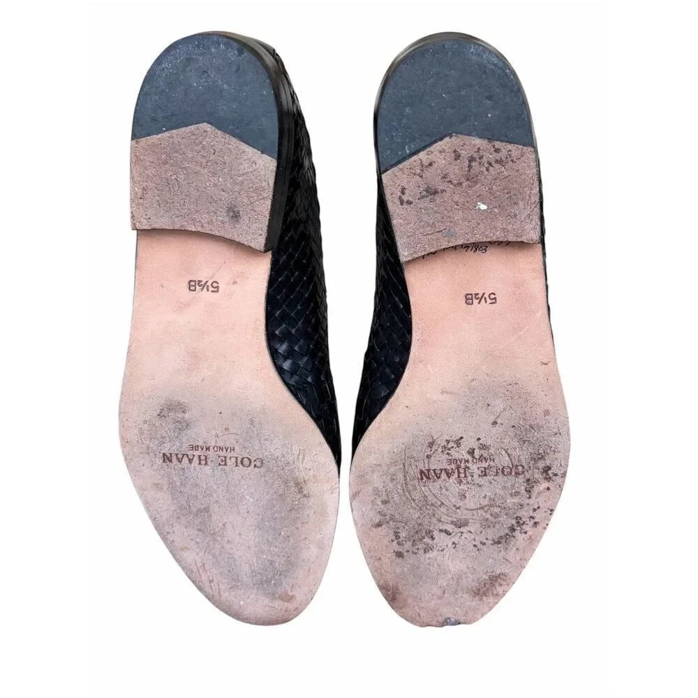 Cole Haan Bremen Black Leather Weave Loafers/Flats 5.5 Shoes Classic Preppy